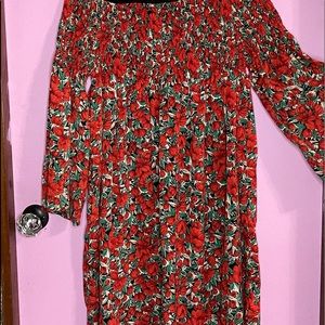 Off shoulder floral midi dress